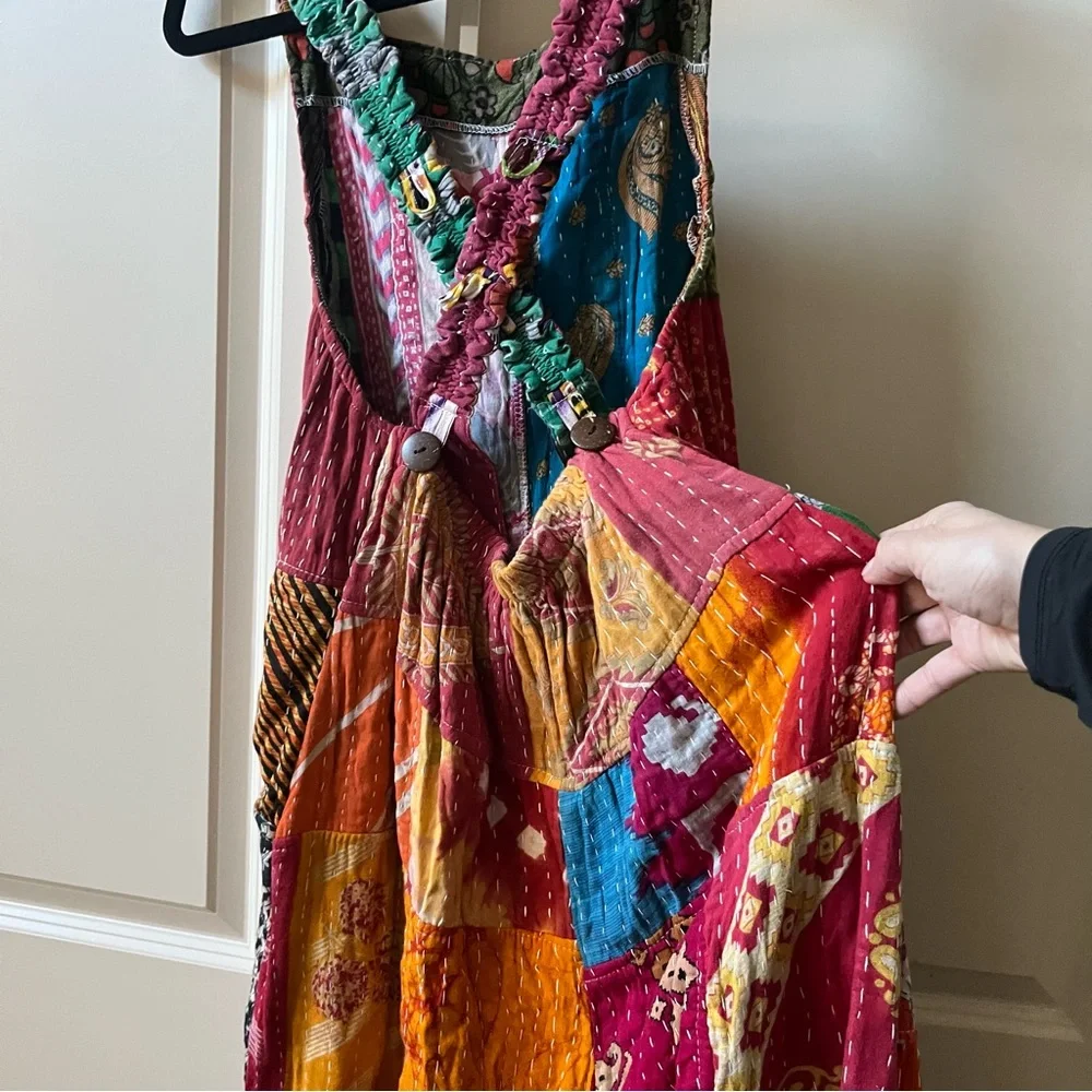 New Clara Cotton Jumpsuit Kantha “Patchwork” Overalls in Multicolor Prints